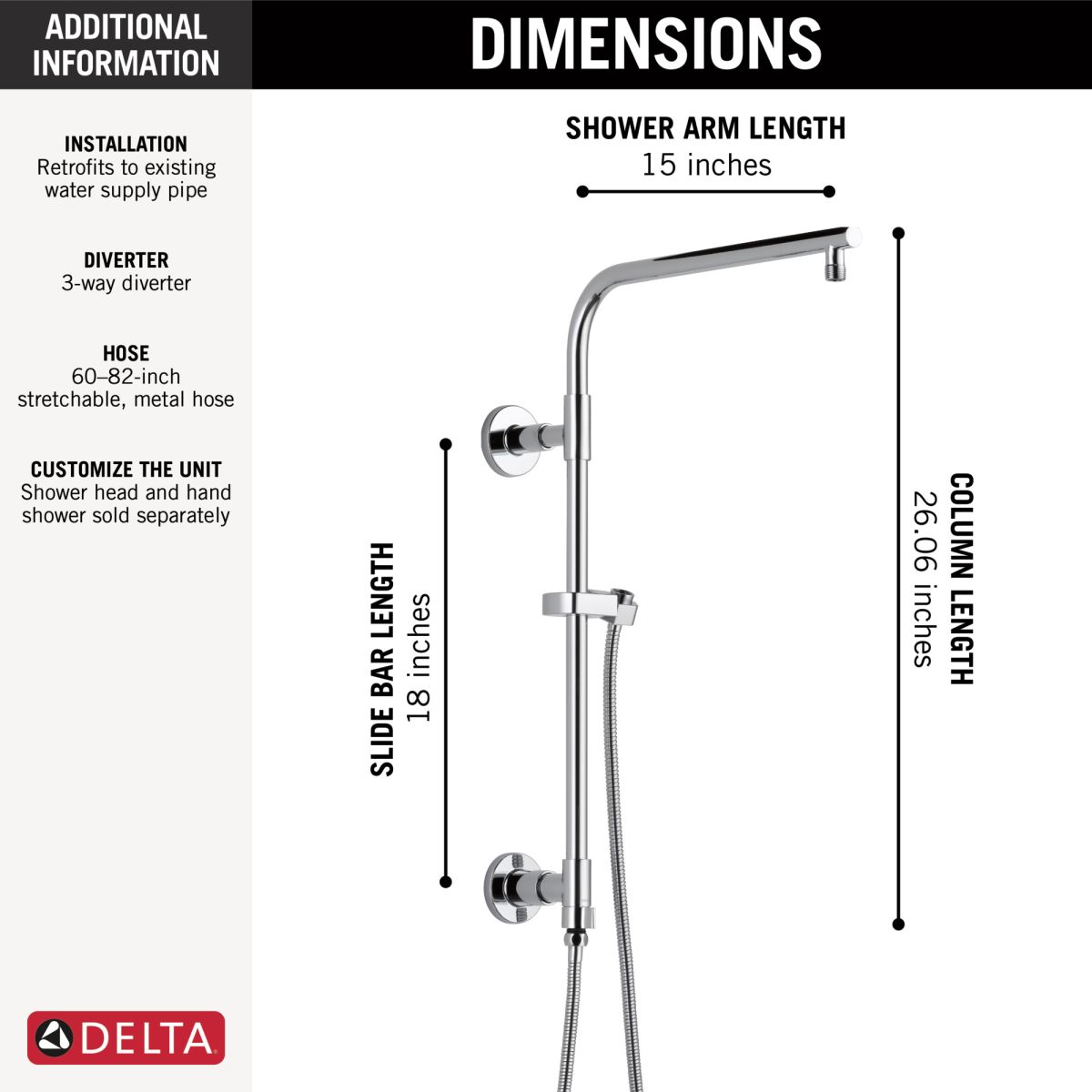 DELTA Universal Showering Components Emerge 18" Round Shower Column — Lumicoat® Chrome
