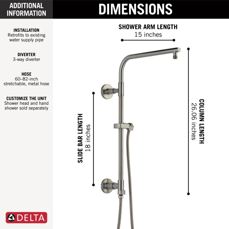 DELTA Universal Showering Components Emerge 18" Round Shower Column — Lumicoat® Stainless