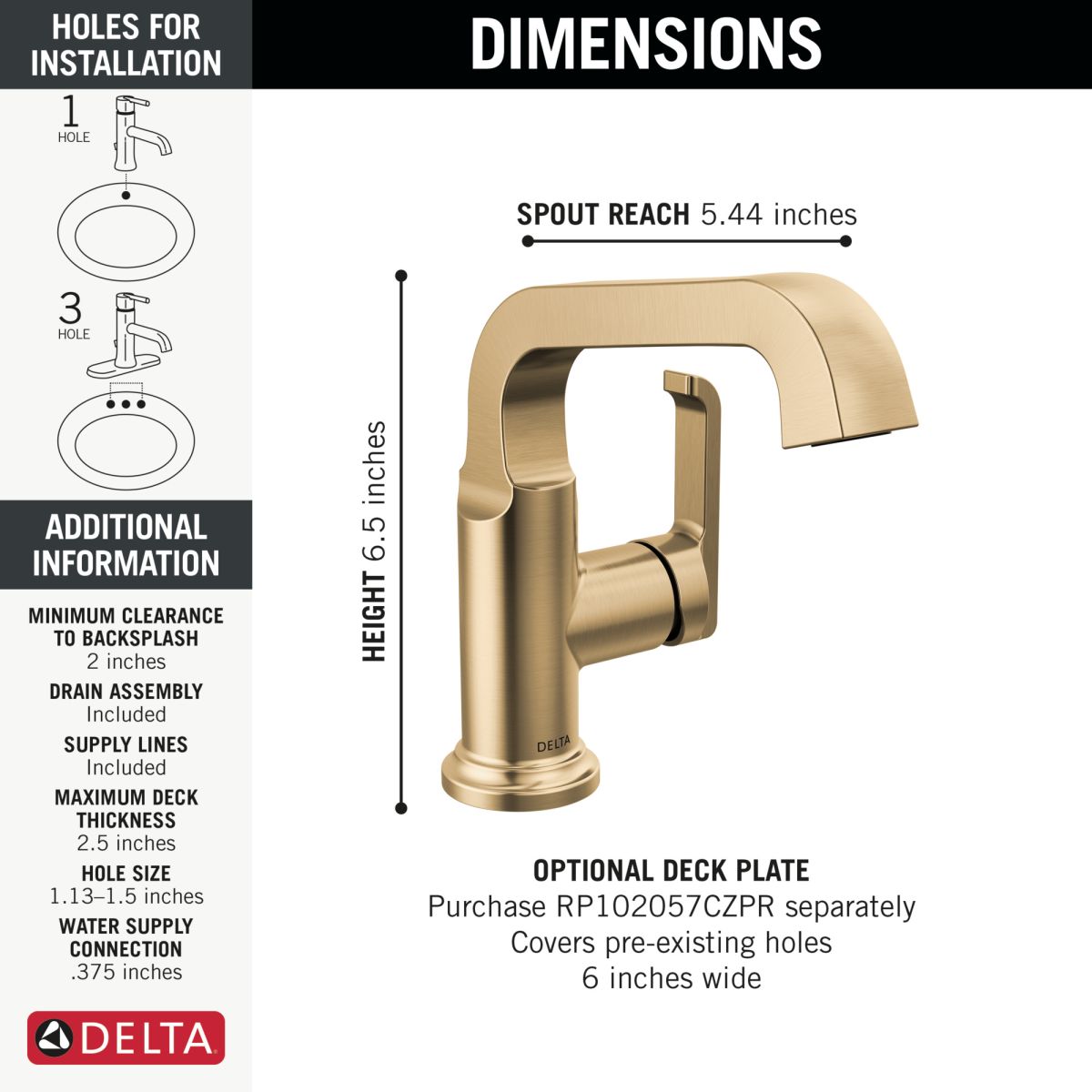 DELTA Tetra Single Handle Bathroom Faucet — Lumicoat® Champagne Bronze