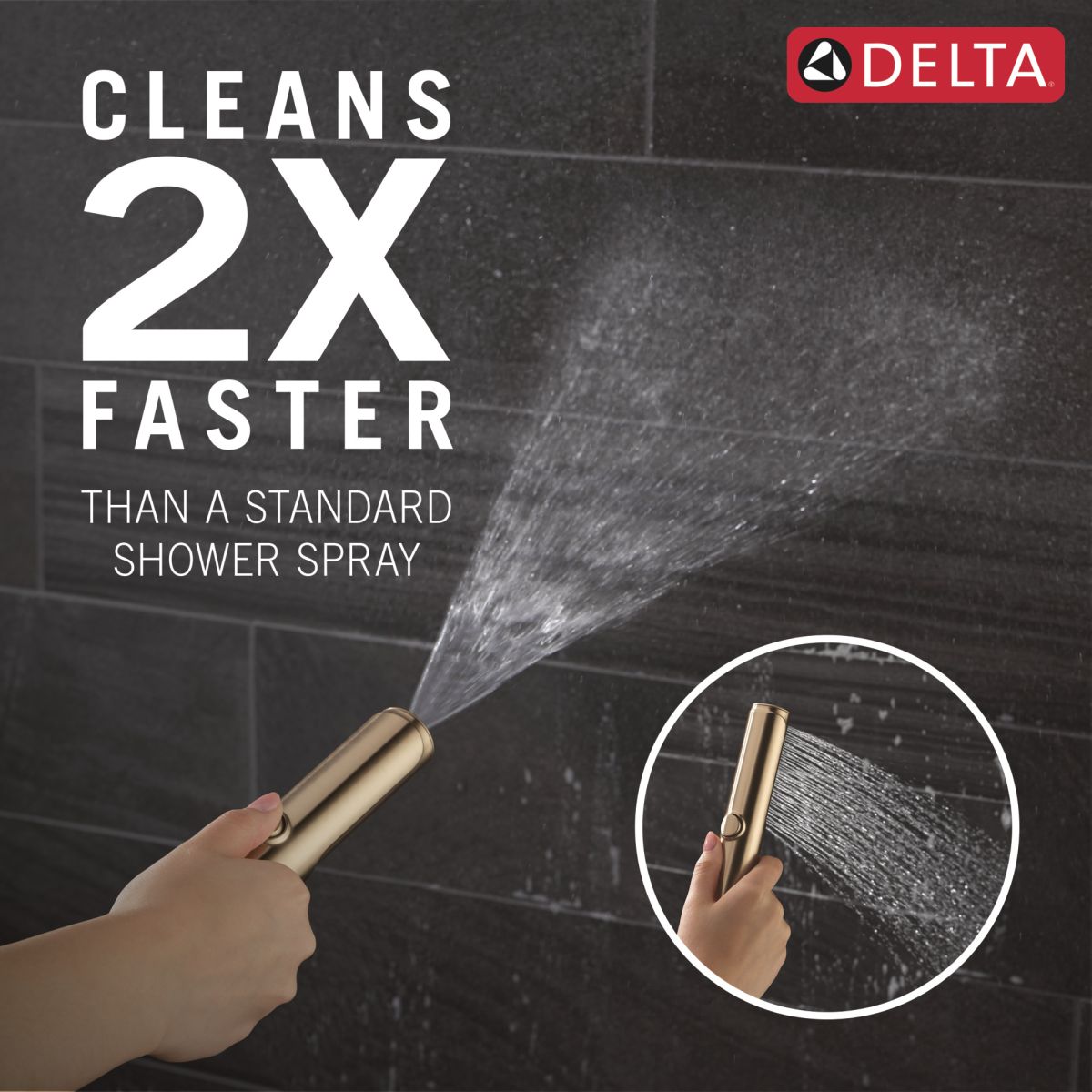 DELTA Universal Showering Components 2-Setting Hand Shower with ProClean Spray — Lumicoat® Champagne Bronze