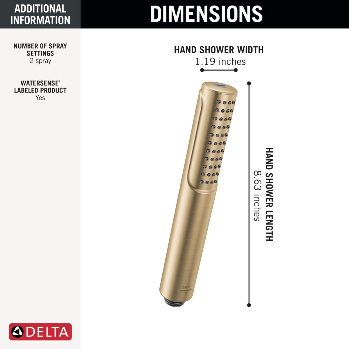 DELTA Universal Showering Components 2-Setting Hand Shower with ProClean Spray — Lumicoat® Champagne Bronze