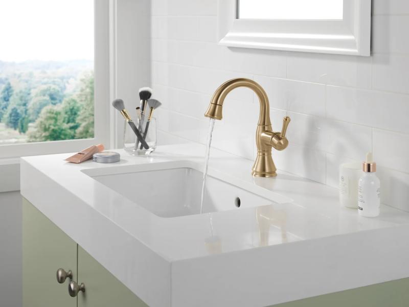 DELTA Cassidy Single Handle Pull Down Bathroom Faucet — Champagne Bronze