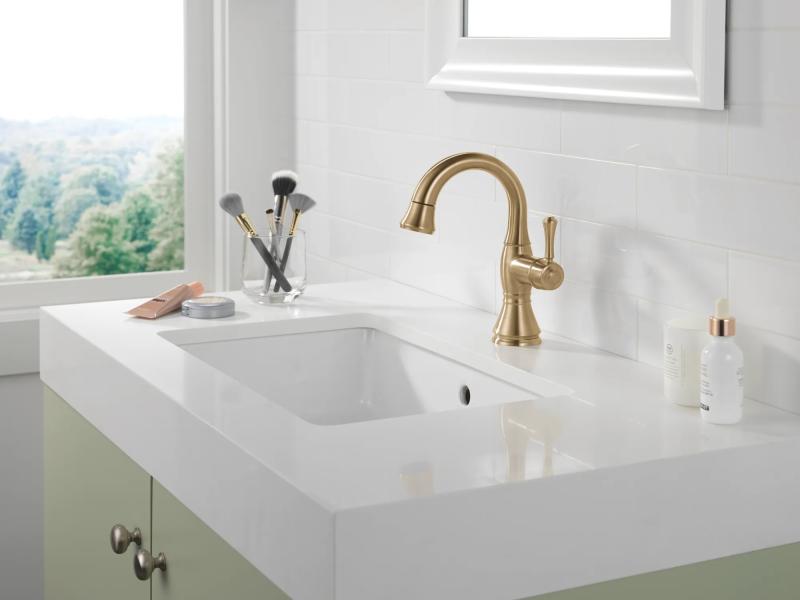 DELTA Cassidy Single Handle Pull Down Bathroom Faucet — Champagne Bronze
