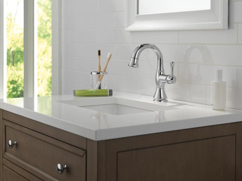 DELTA Cassidy Single Handle Pull-Down Bathroom Faucet — Chrome