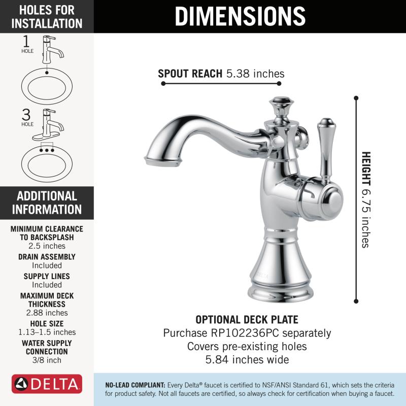 DELTA Cassidy Single Handle Bathroom Faucet — Chrome