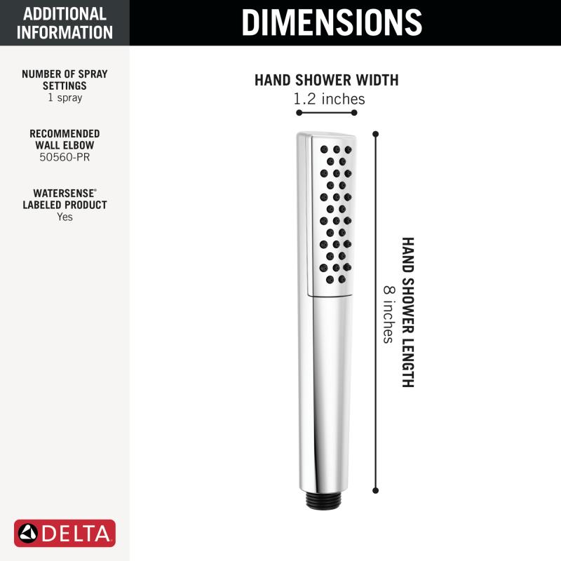 DELTA Universal Showering Components Premium Single-Setting Hand Shower — Lumicoat® Chrome