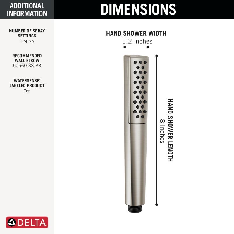 DELTA Universal Showering Components Premium Single-Setting Hand Shower — Lumicoat® Stainless