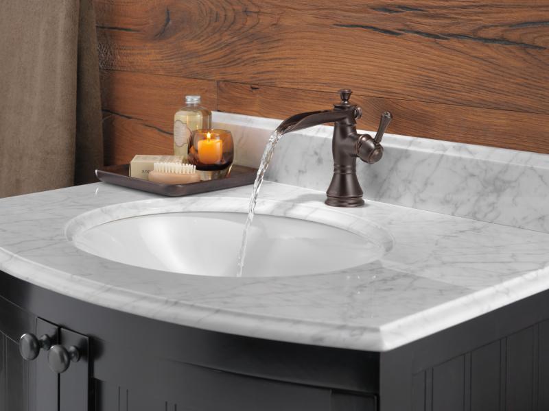 DELTA Cassidy Single Handle Channel Bathroom Faucet — Venetian Bronze