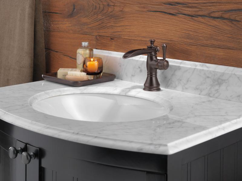 DELTA Cassidy Single Handle Channel Bathroom Faucet — Venetian Bronze