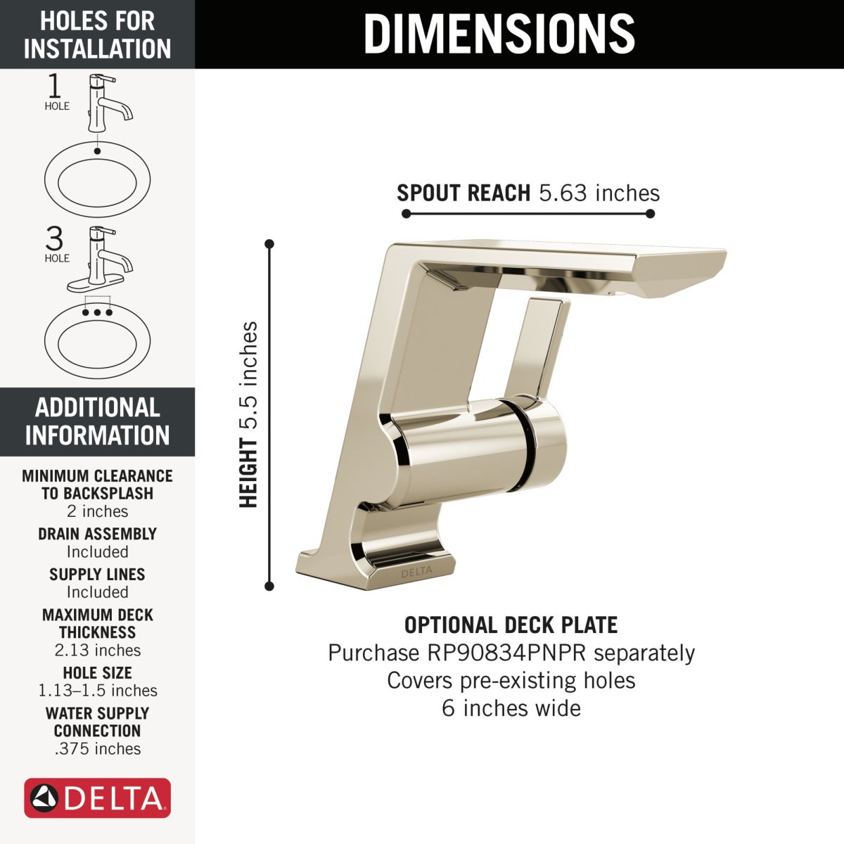 DELTA Pivotal Single Handle Bathroom Faucet — Lumicoat® Polished Nickel