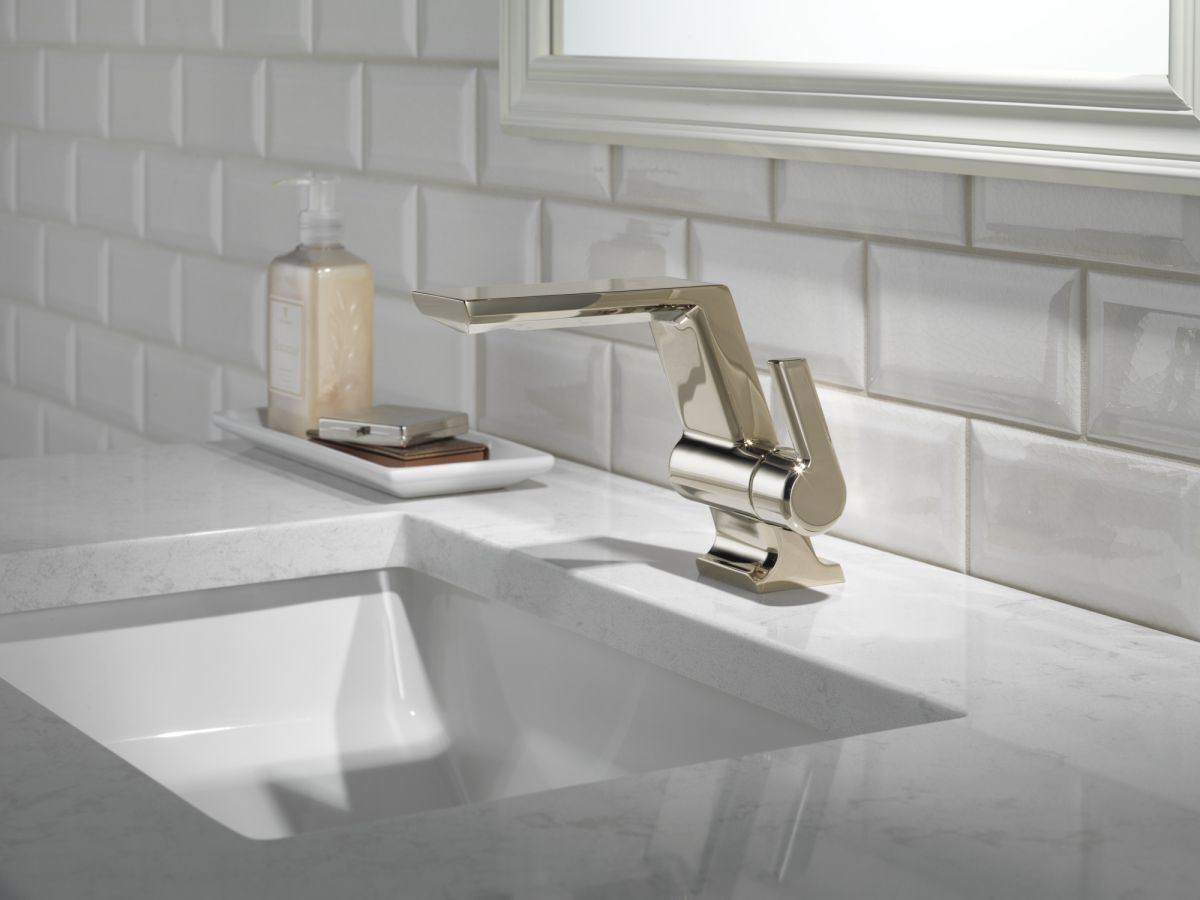 DELTA Pivotal Single Handle Bathroom Faucet — Lumicoat® Polished Nickel