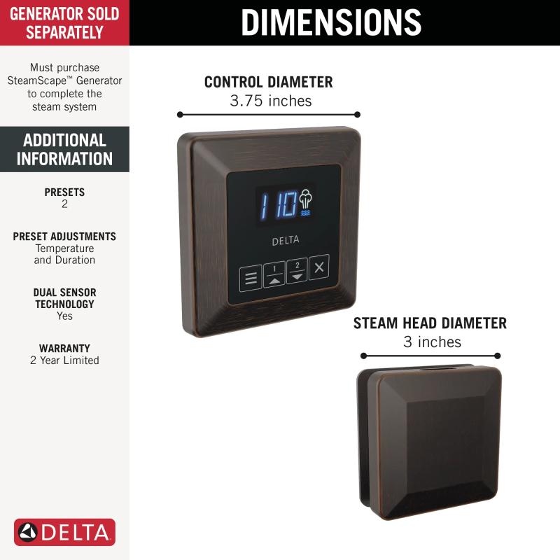DELTA Universal Showering Components Square Steam Package — Venetian Bronze