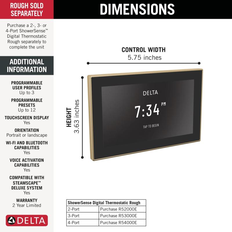 DELTA Universal Showering Components Digital Interface — Lumicoat® Champagne Bronze