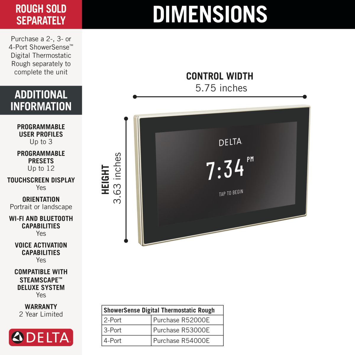 DELTA Universal Showering Components Digital Interface — Lumicoat® Polished Nickel