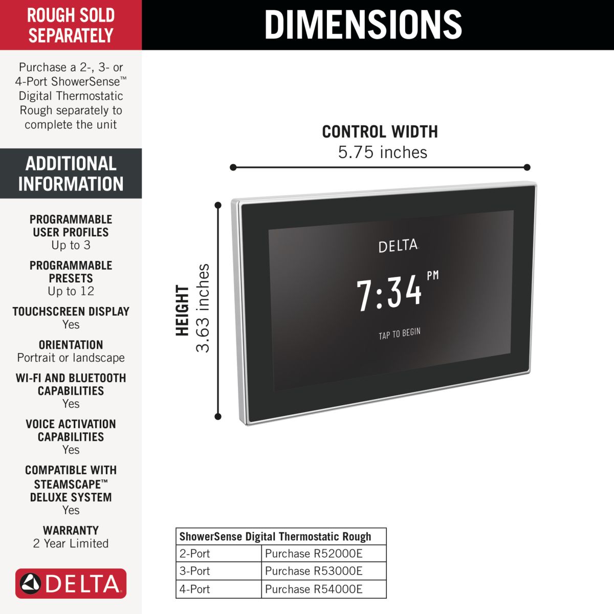 DELTA Universal Showering Components Digital Interface — Lumicoat® Chrome