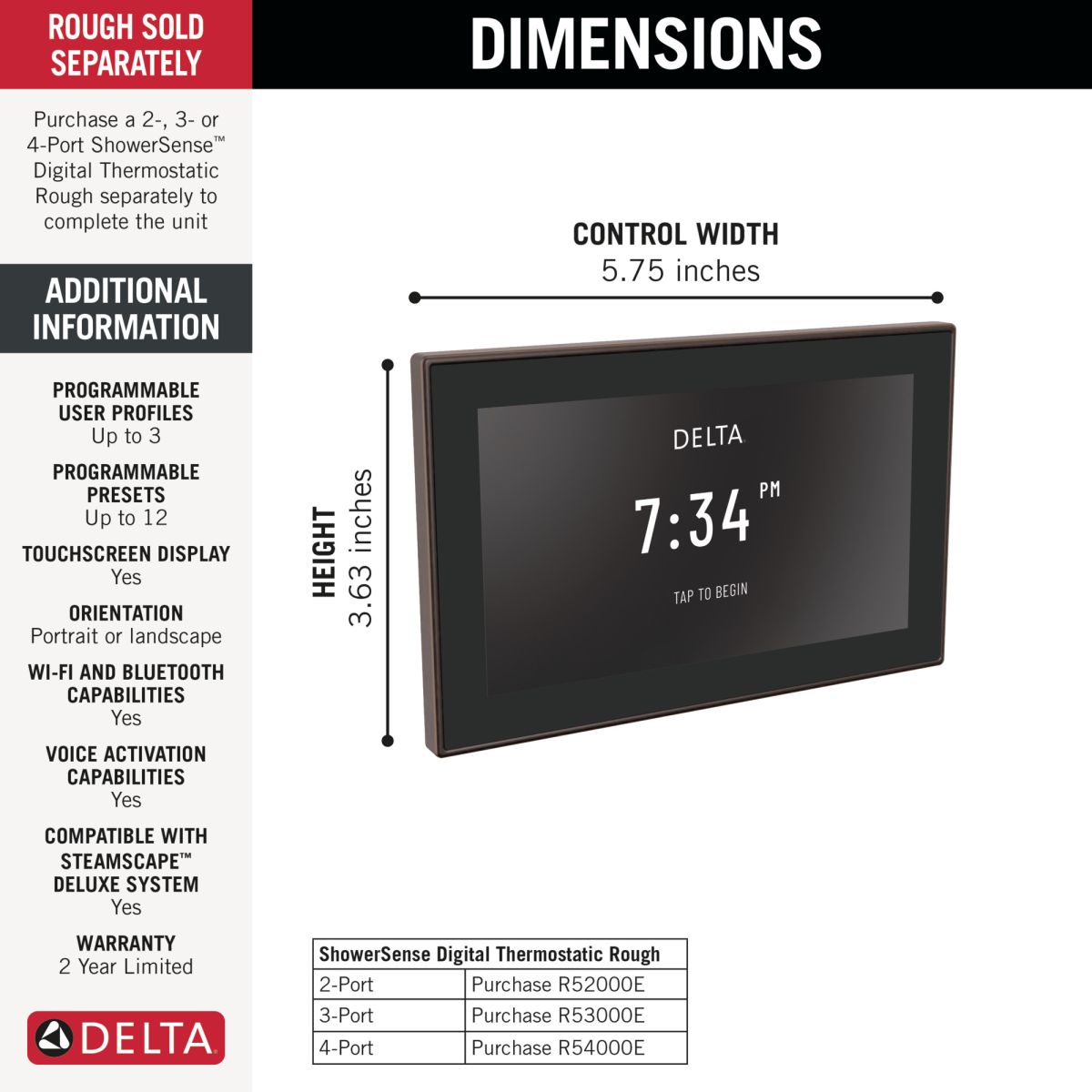 DELTA Universal Showering Components Digital Interface — Venetian Bronze