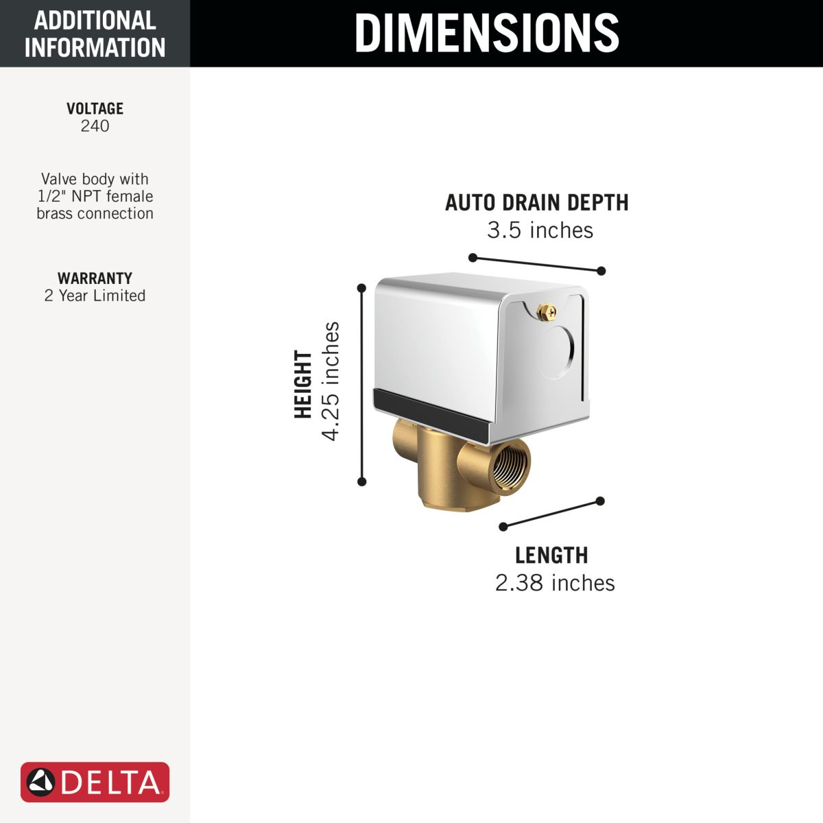 DELTA Universal Showering Components Auto Drain - 240v — Not Applicable
