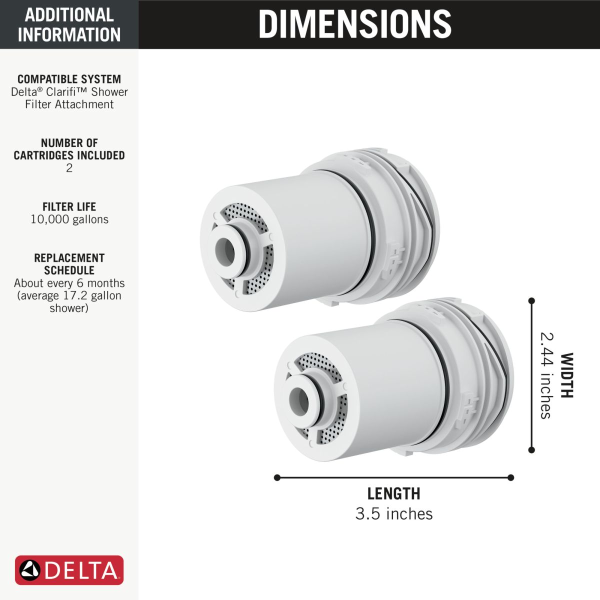DELTA Clarifi Shower Filter Replacement Cartridge 2 Pack — Not Applicable