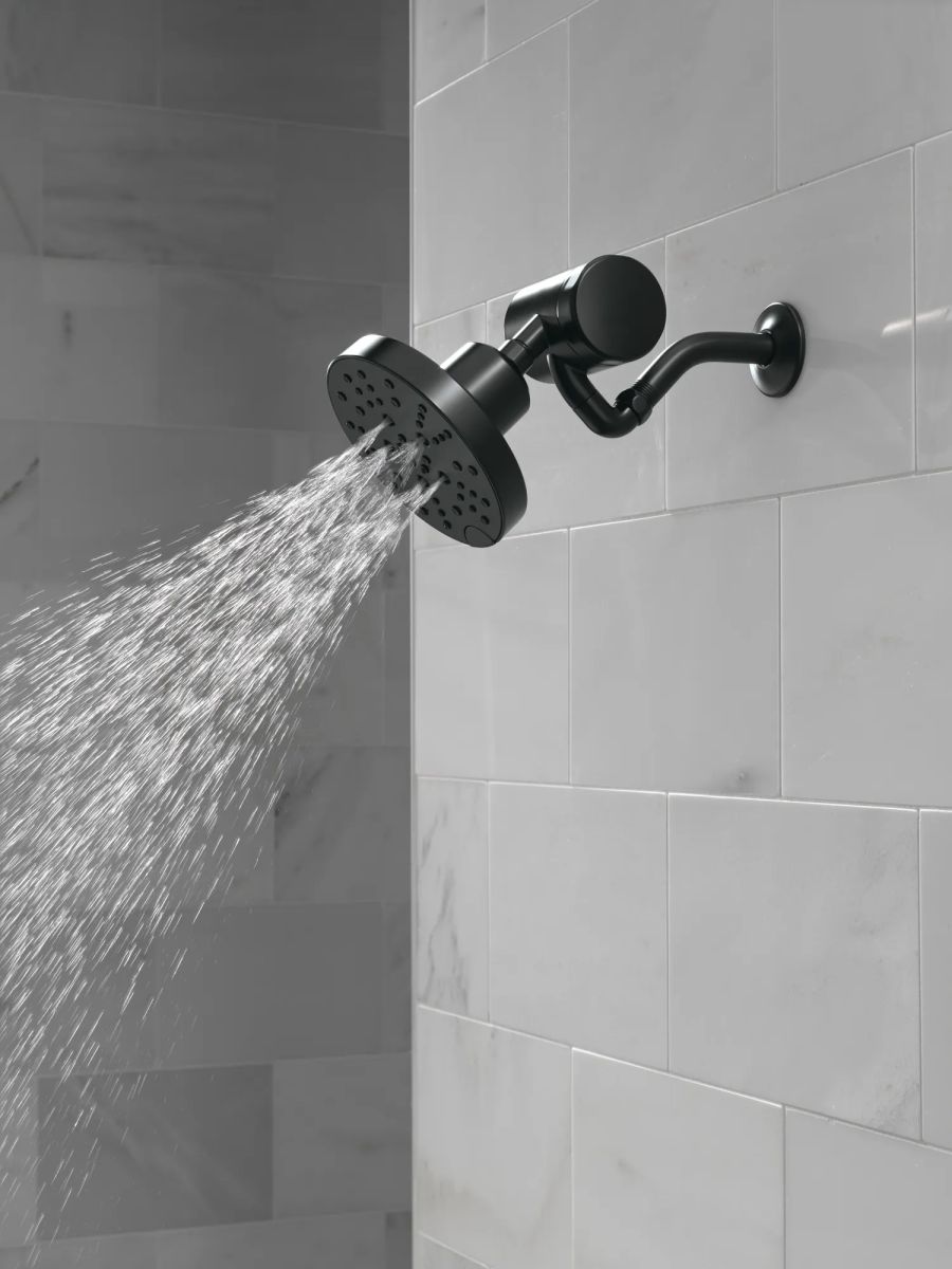 DELTA Universal Showering Components H2OKINETIC 5-Setting Contemporary Raincan Shower Head — Matte Black