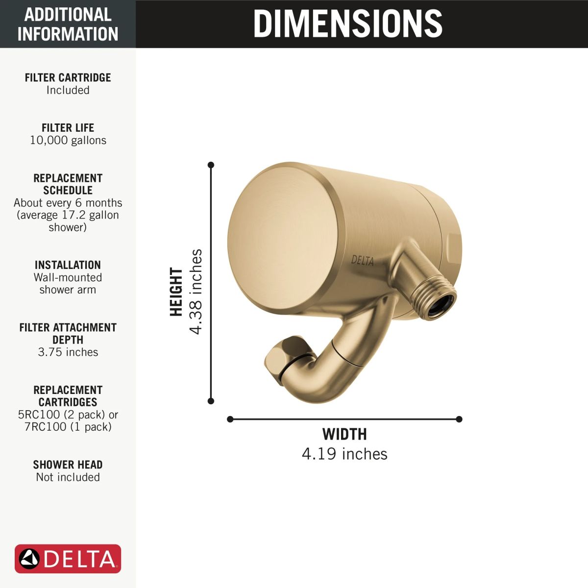 DELTA Clarifi Premium Shower Filter Attachment — Champagne Bronze