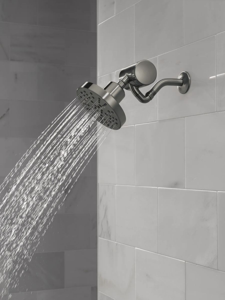 DELTA Universal Showering Components H2OKINETIC 5-Setting Contemporary Raincan Shower Head — Lumicoat® Black Stainless