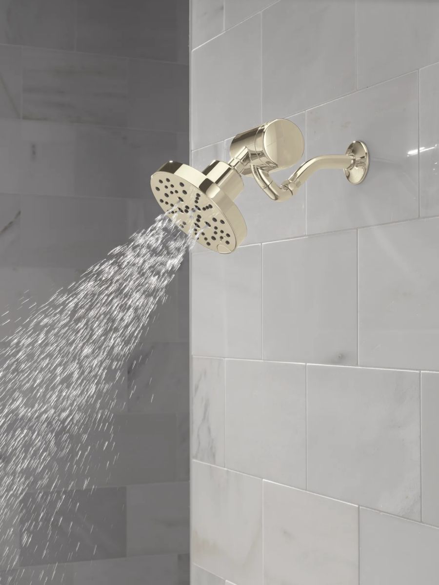 DELTA Universal Showering Components H2OKINETIC 5-Setting Contemporary Raincan Shower Head — Lumicoat® Polished Nickel
