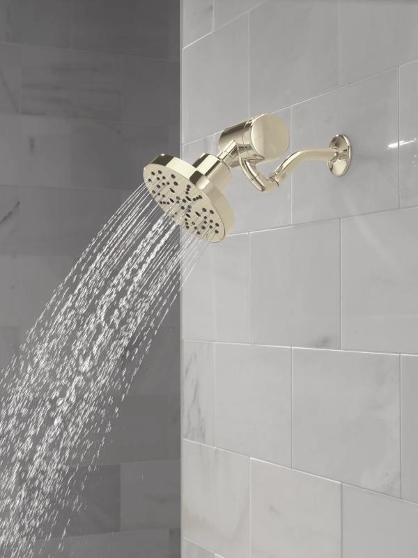 DELTA Universal Showering Components H2OKINETIC 5-Setting Contemporary Raincan Shower Head — Lumicoat® Polished Nickel