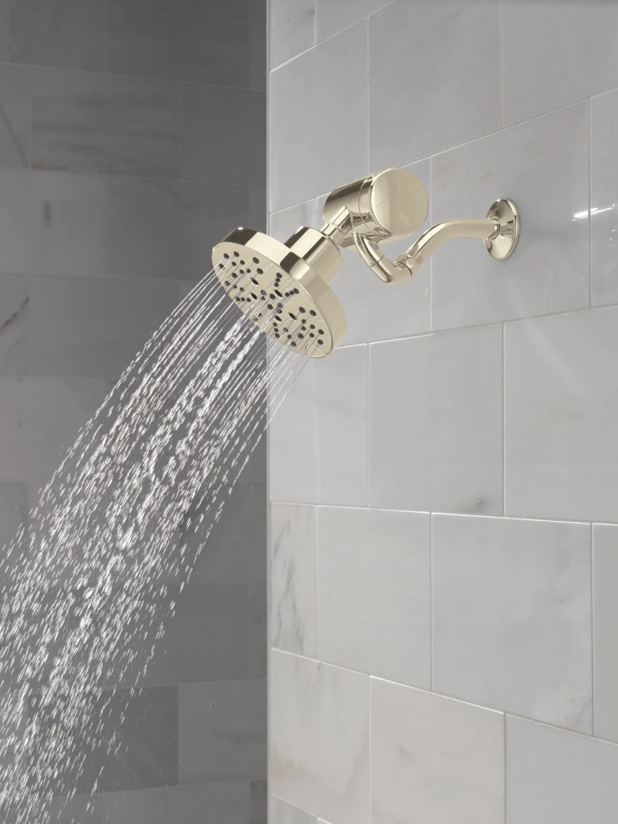 DELTA Universal Showering Components H2OKINETIC 5-Setting Contemporary Raincan Shower Head — Lumicoat® Polished Nickel