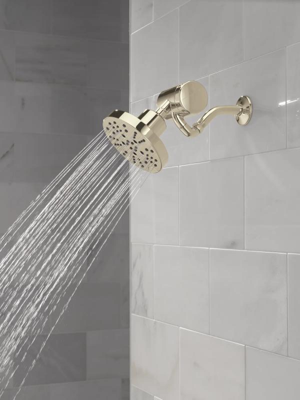 DELTA Universal Showering Components H2OKINETIC 5-Setting Contemporary Raincan Shower Head — Lumicoat® Polished Nickel
