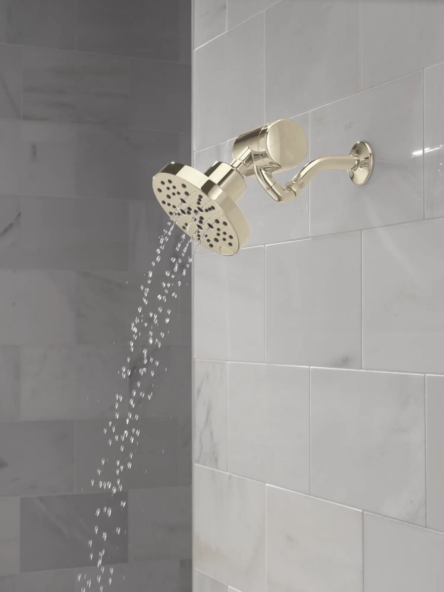 DELTA Universal Showering Components H2OKINETIC 5-Setting Contemporary Raincan Shower Head — Lumicoat® Polished Nickel