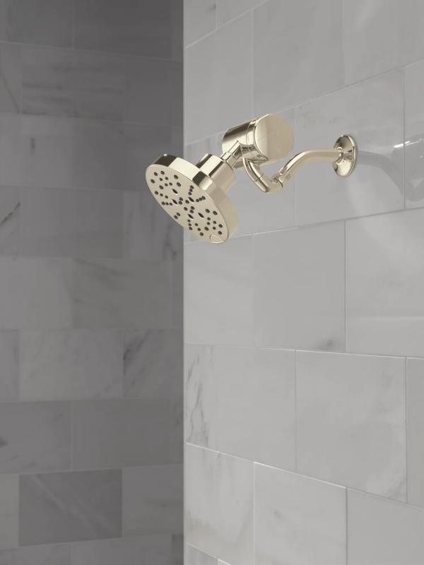 DELTA Universal Showering Components H2OKINETIC 5-Setting Contemporary Raincan Shower Head — Lumicoat® Polished Nickel