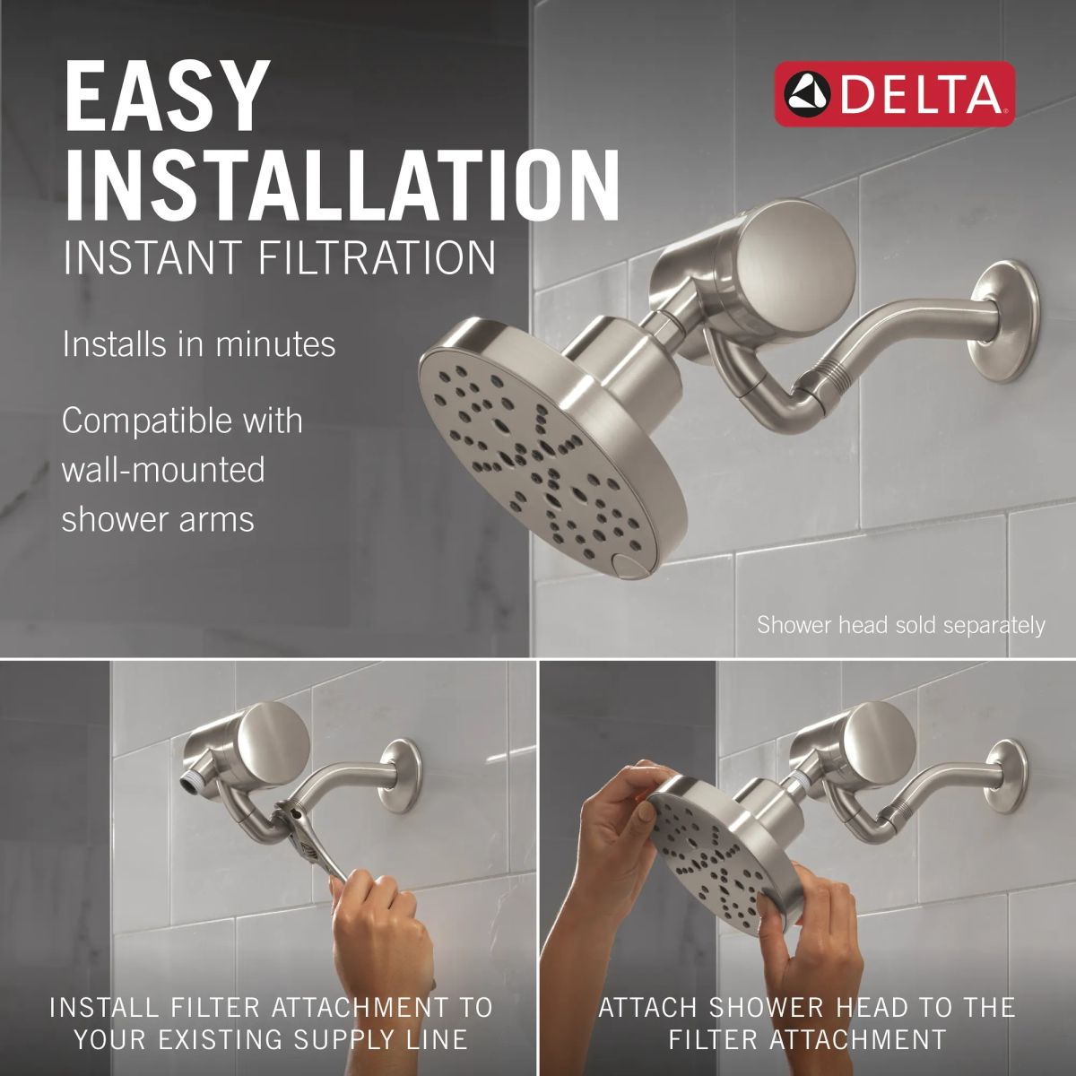 DELTA Clarifi Premium Shower Filter Attachment — Stainless