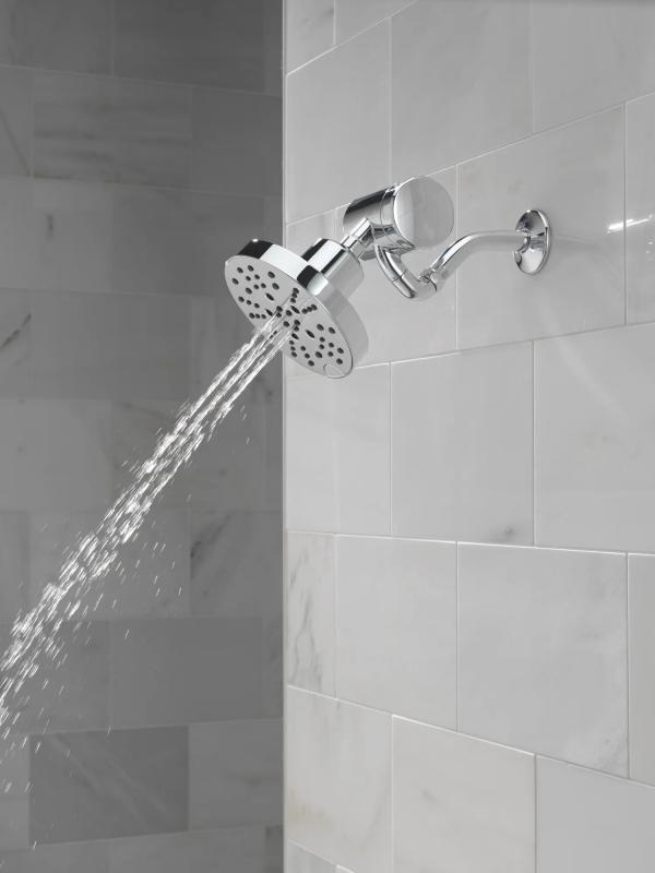 DELTA Universal Showering Components H2OKINETIC 5-Setting Contemporary Raincan Shower Head — Lumicoat® Chrome
