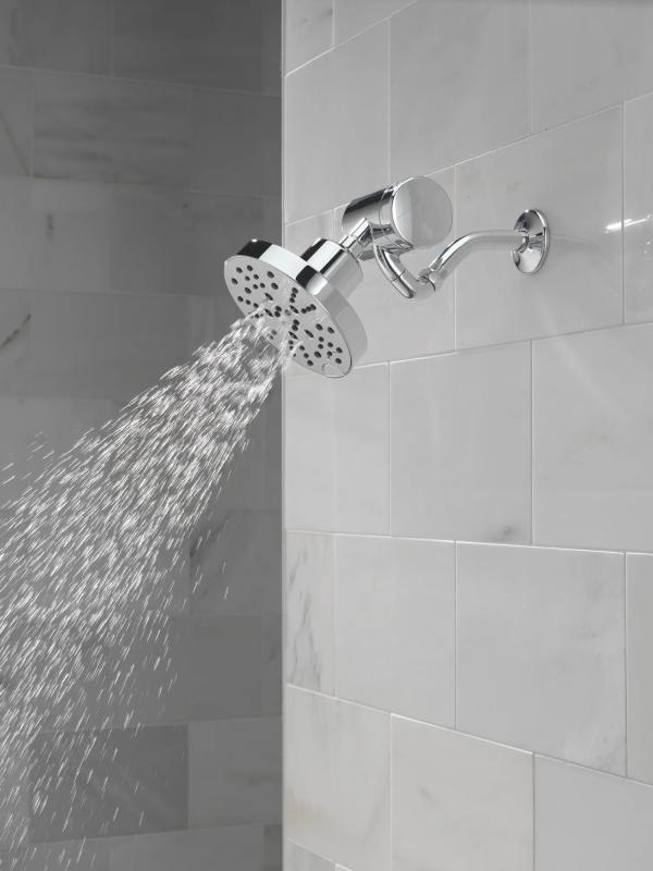 DELTA Universal Showering Components H2OKINETIC 5-Setting Contemporary Raincan Shower Head — Lumicoat® Chrome