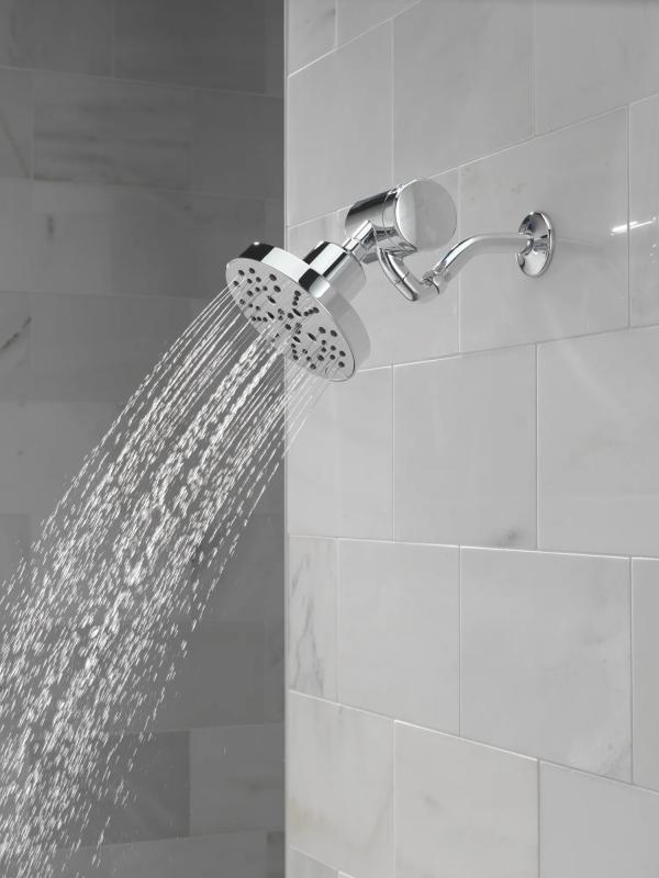 DELTA Universal Showering Components H2OKINETIC 5-Setting Contemporary Raincan Shower Head — Lumicoat® Chrome