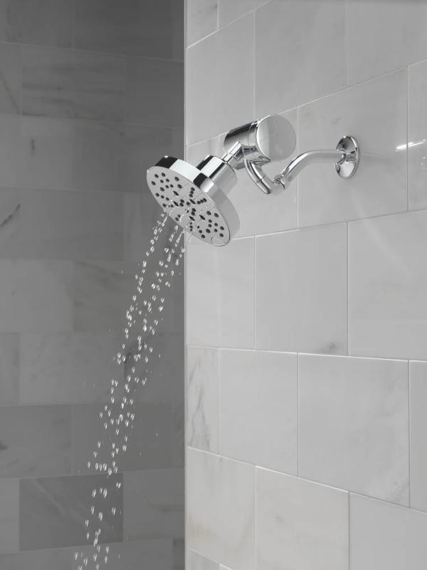 DELTA Universal Showering Components H2OKINETIC 5-Setting Contemporary Raincan Shower Head — Lumicoat® Chrome