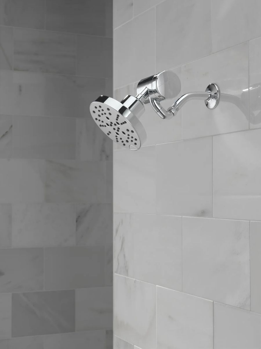DELTA Universal Showering Components H2OKINETIC 5-Setting Contemporary Raincan Shower Head — Lumicoat® Chrome