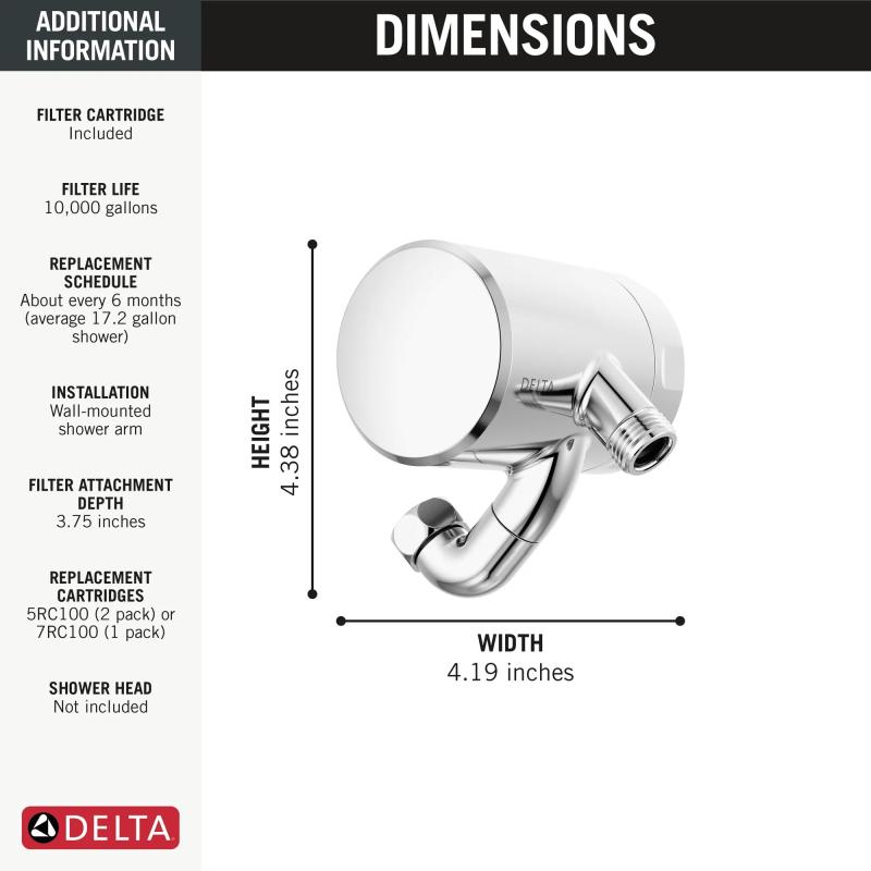 DELTA Clarifi Premium Shower Filter Attachment — Chrome