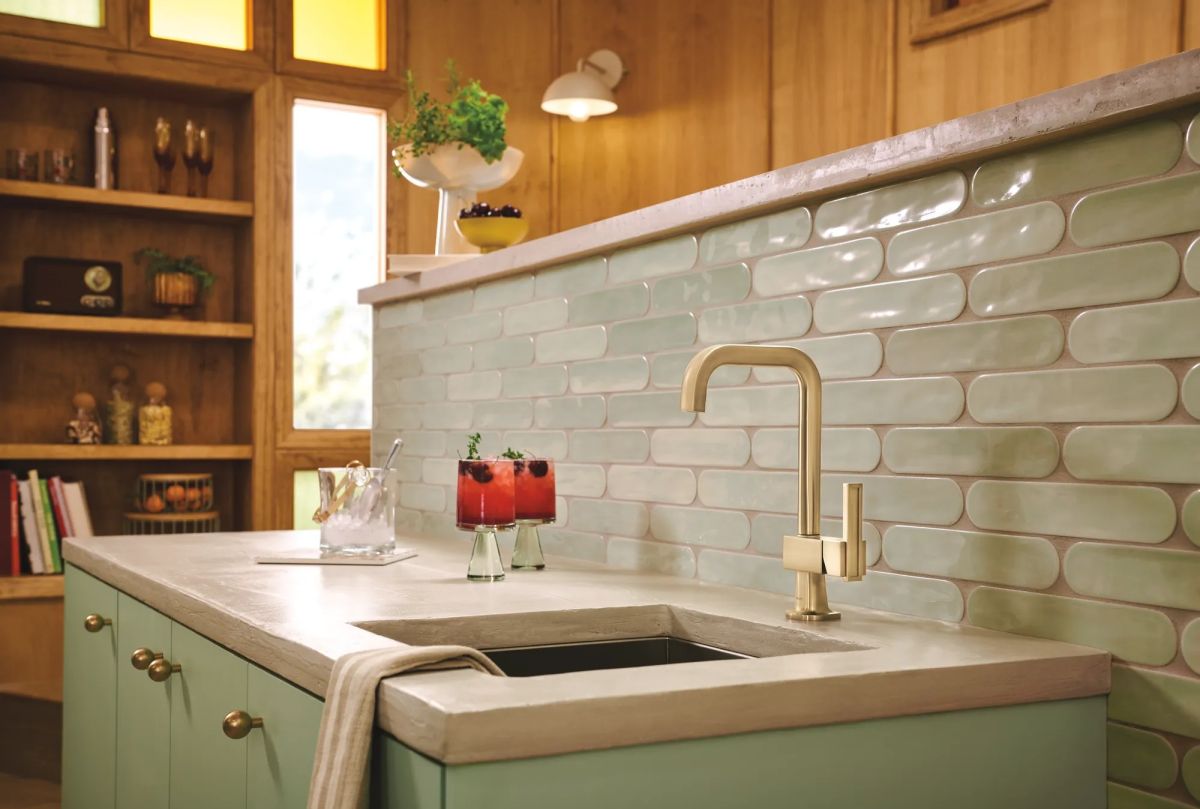 BRIZO Frank Lloyd Wright Bar Faucet with Square Spout - Less Handle — Luxe Gold