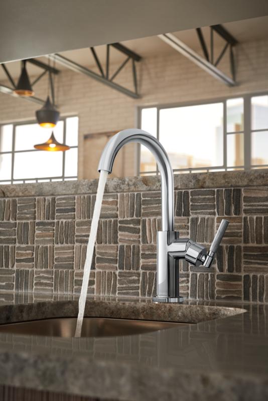 BRIZO Litze Bar Faucet with Arc Spout and Knurled Handle Kit — Chrome