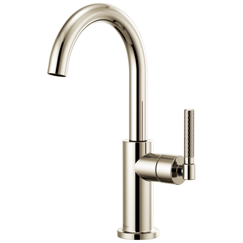 BRIZO Litze Bar Faucet with Arc Spout and Knurled Handle Kit — Polished Nickel