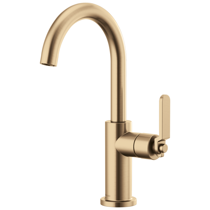 BRIZO Litze Bar Faucet with Arc Spout and Industrial Handle Kit — Luxe Gold