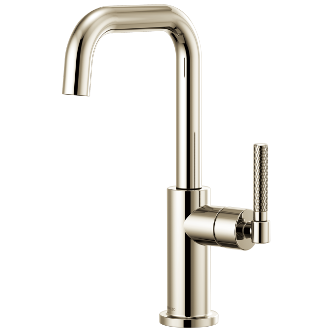 BRIZO Litze Bar Faucet with Square Spout and Knurled Handle Kit — Polished Nickel