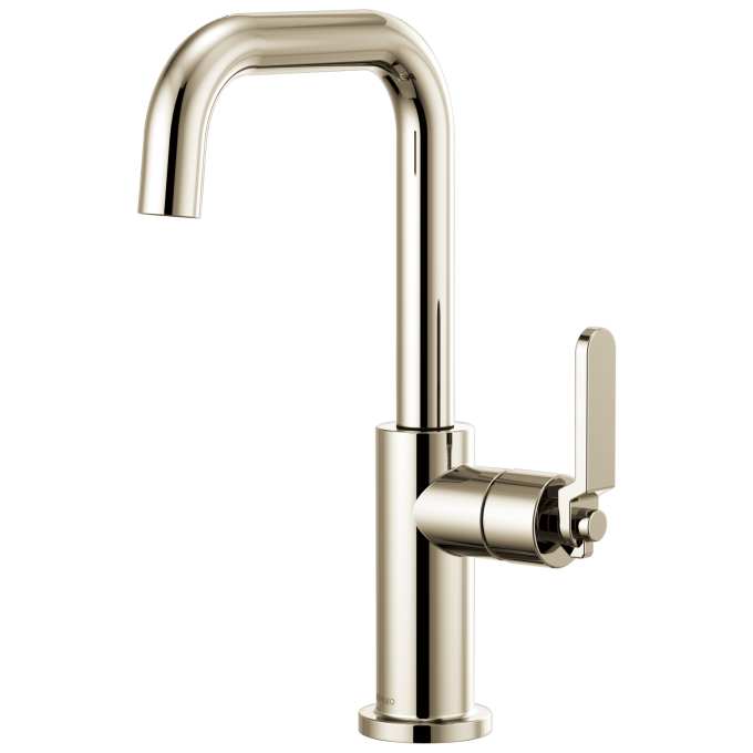 BRIZO Litze Bar Faucet with Square Spout and Industrial Handle Kit — Polished Nickel