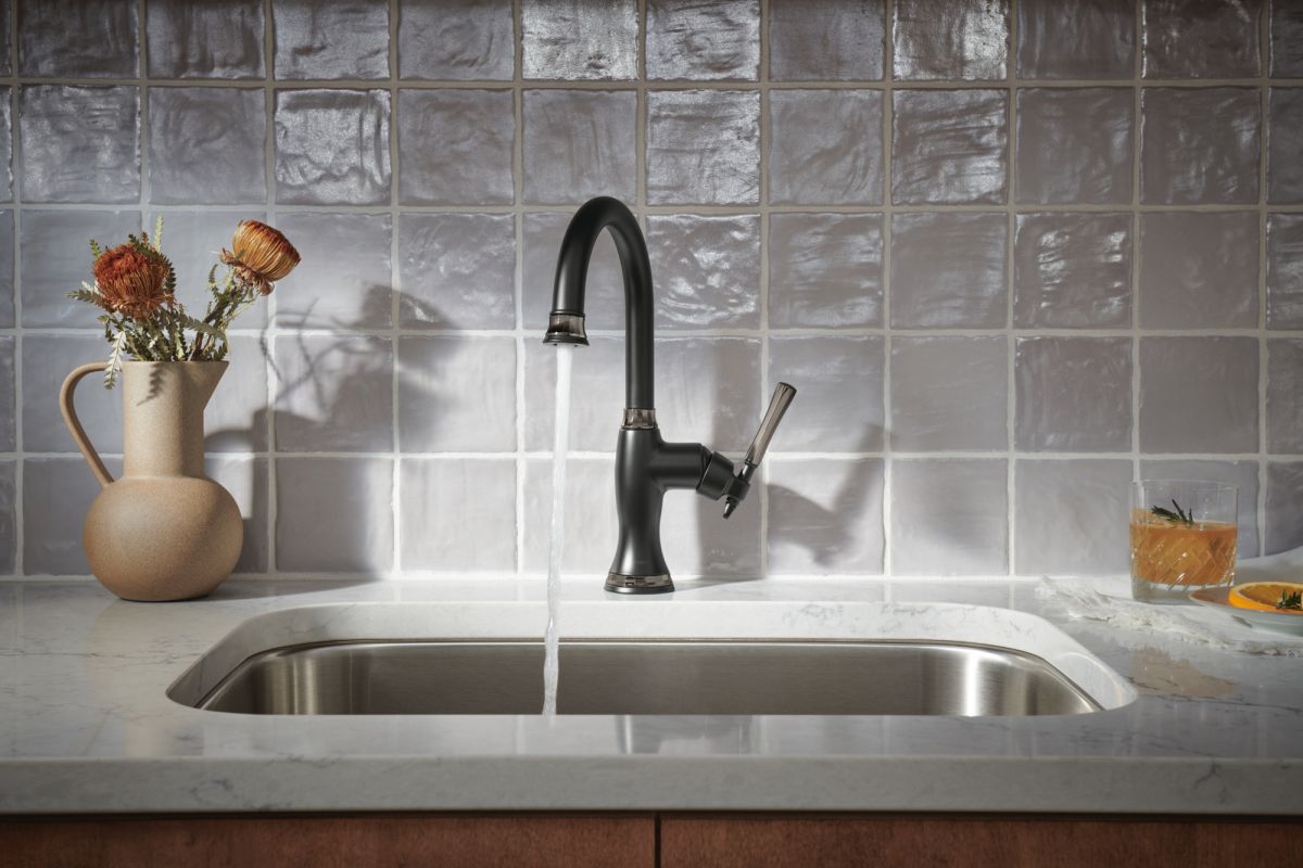 BRIZO Tulham Bar Faucet — Matte Black / Brilliance Black Onyx