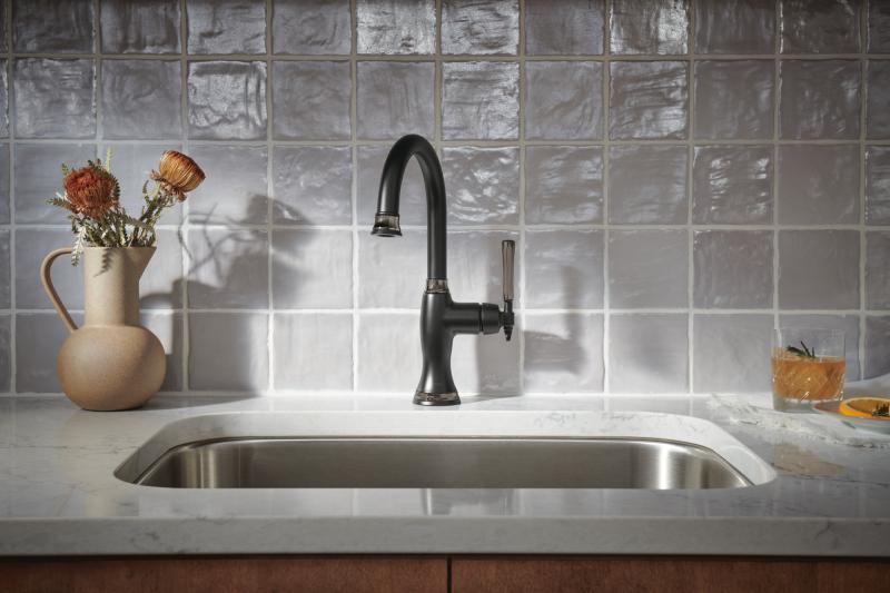 BRIZO Tulham Bar Faucet — Matte Black / Brilliance Black Onyx