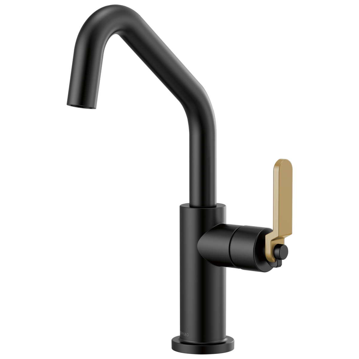 BRIZO Litze Bar Faucet with Angled Spout and Industrial Handle Kit — Matte Black/Luxe Gold