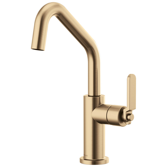 BRIZO Litze Bar Faucet with Angled Spout and Industrial Handle Kit — Luxe Gold