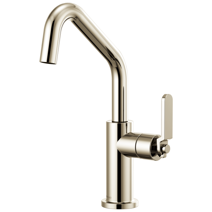 BRIZO Litze Bar Faucet with Angled Spout and Industrial Handle Kit — Polished Nickel