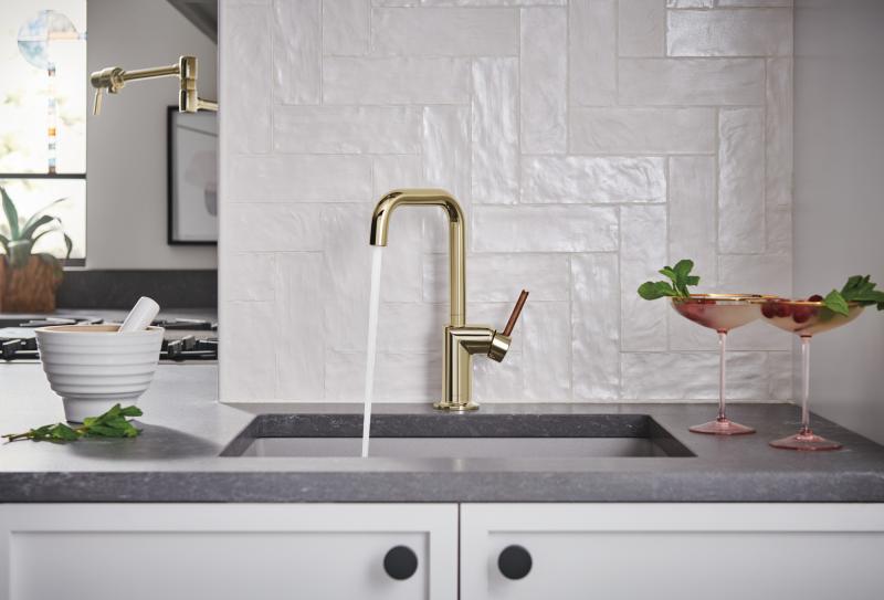 BRIZO Odin Bar Faucet with Square Spout - Less Handle — Polished Nickel